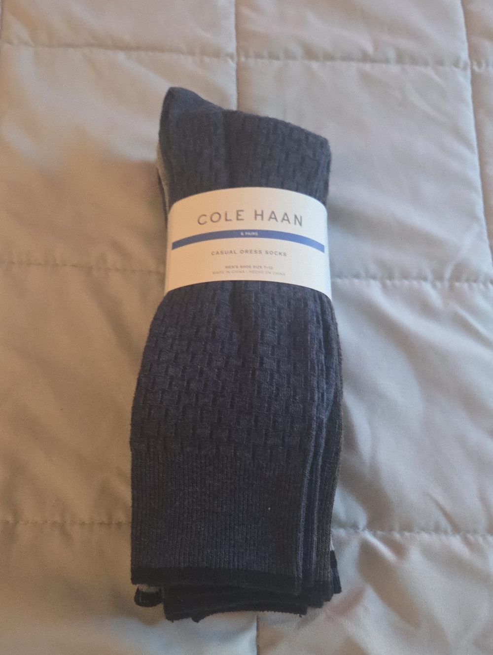 Cole Haan Navy and Charcoal Casual Dress Socks - Textured Pack